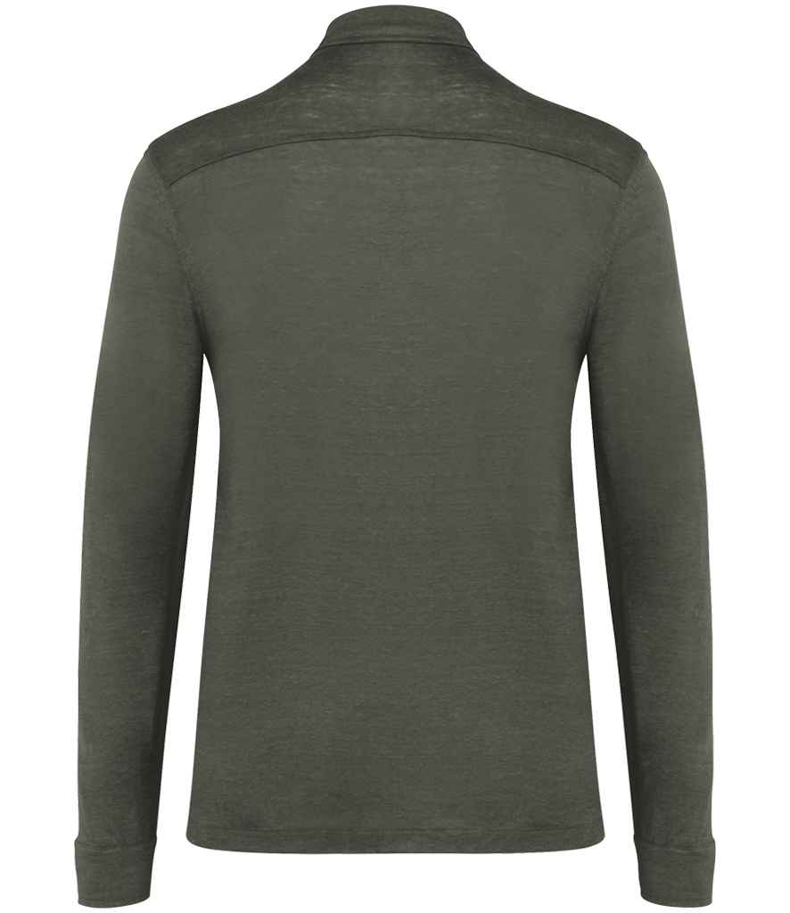 Spasso Long Sleeve Linen Shirt in Organic Khaki, back view