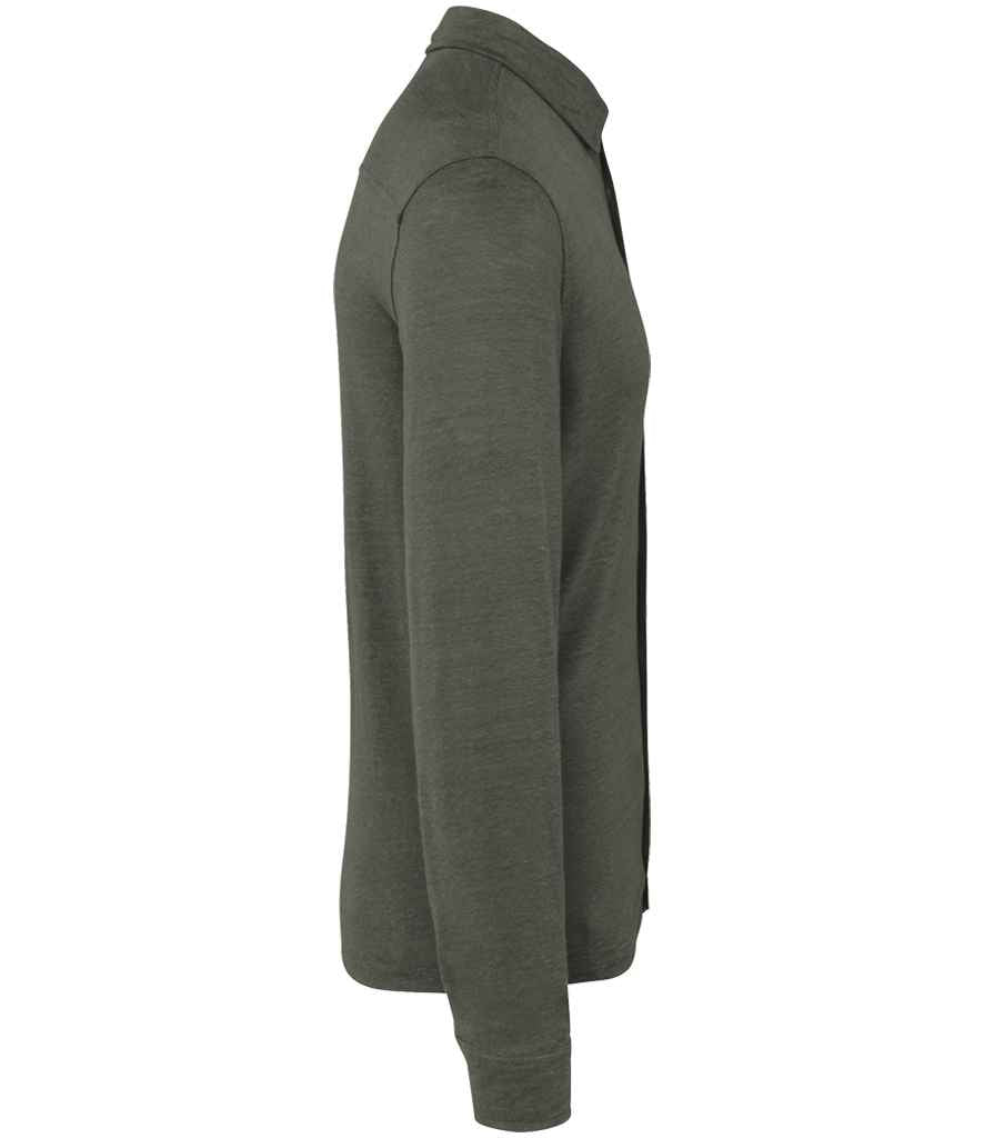 Spasso Long Sleeve Linen Shirt in Organic Khaki, side view