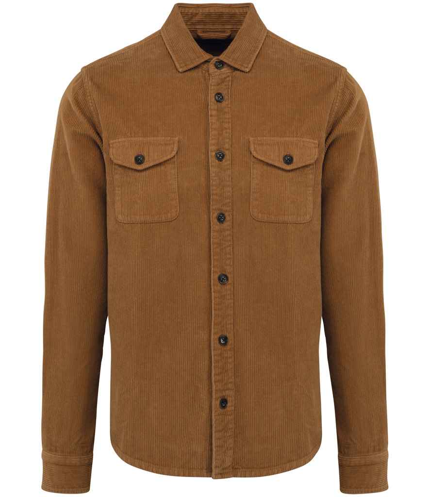 Spasso Faded Corduroy Overshirt in Washed Brown Sugar, front view