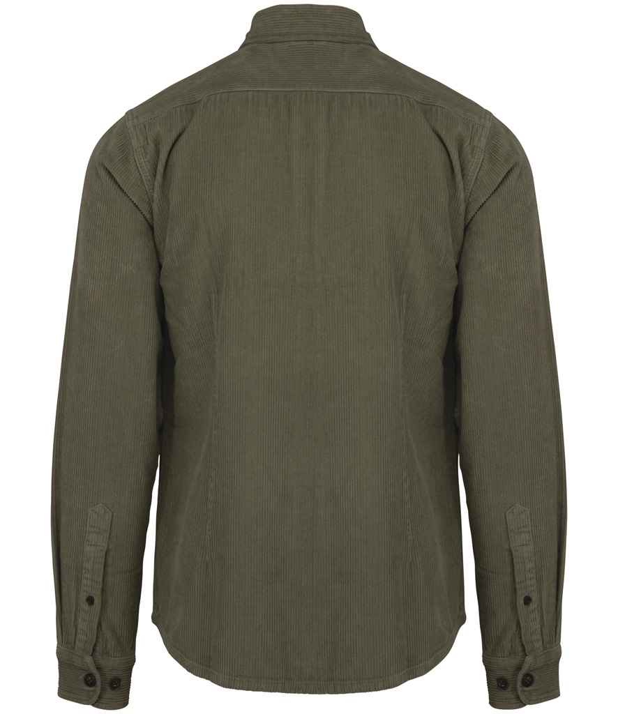Spasso Faded Corduroy Overshirt in Washed Pale Khaki, back view