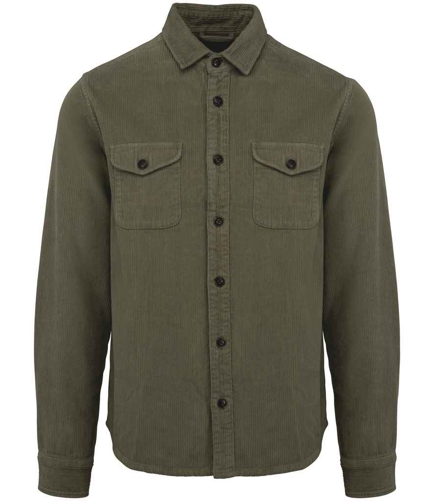 Spasso Faded Corduroy Overshirt in Washed Pale Khaki, front view