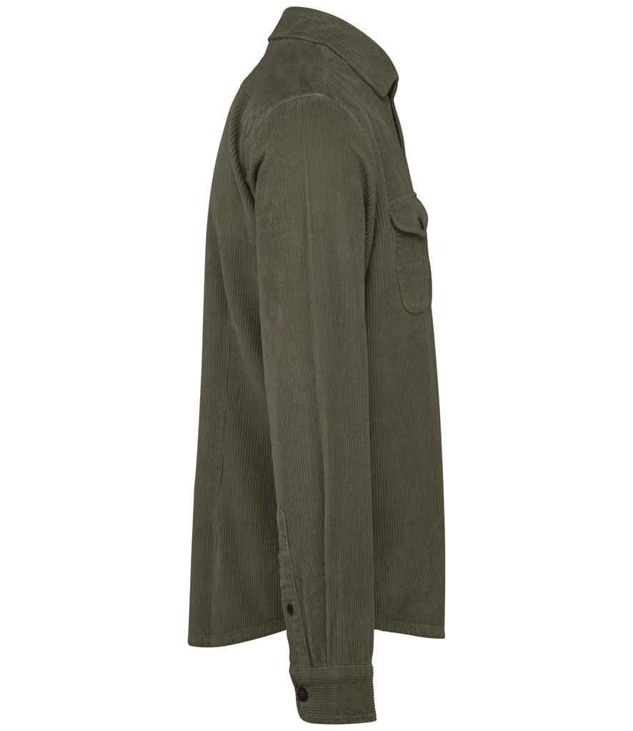 Spasso Faded Corduroy Overshirt in Washed Pale Khaki, side view