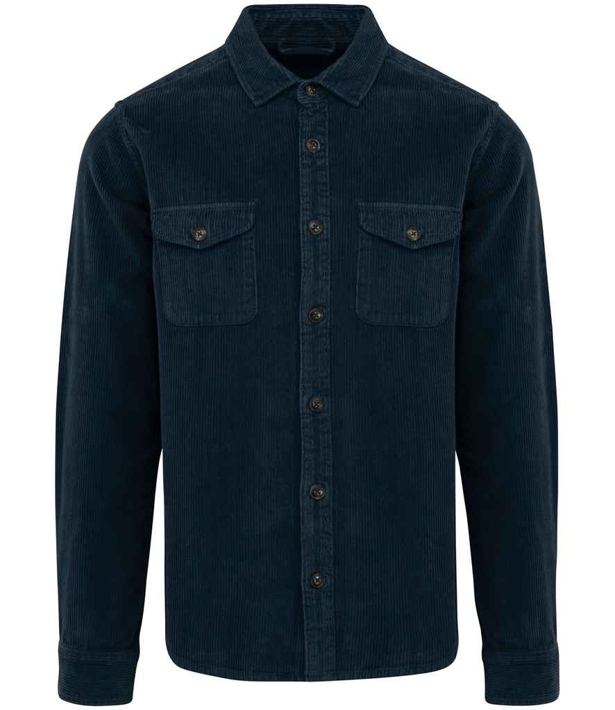 Spasso Faded Corduroy Overshirt in Washed Navy, front view