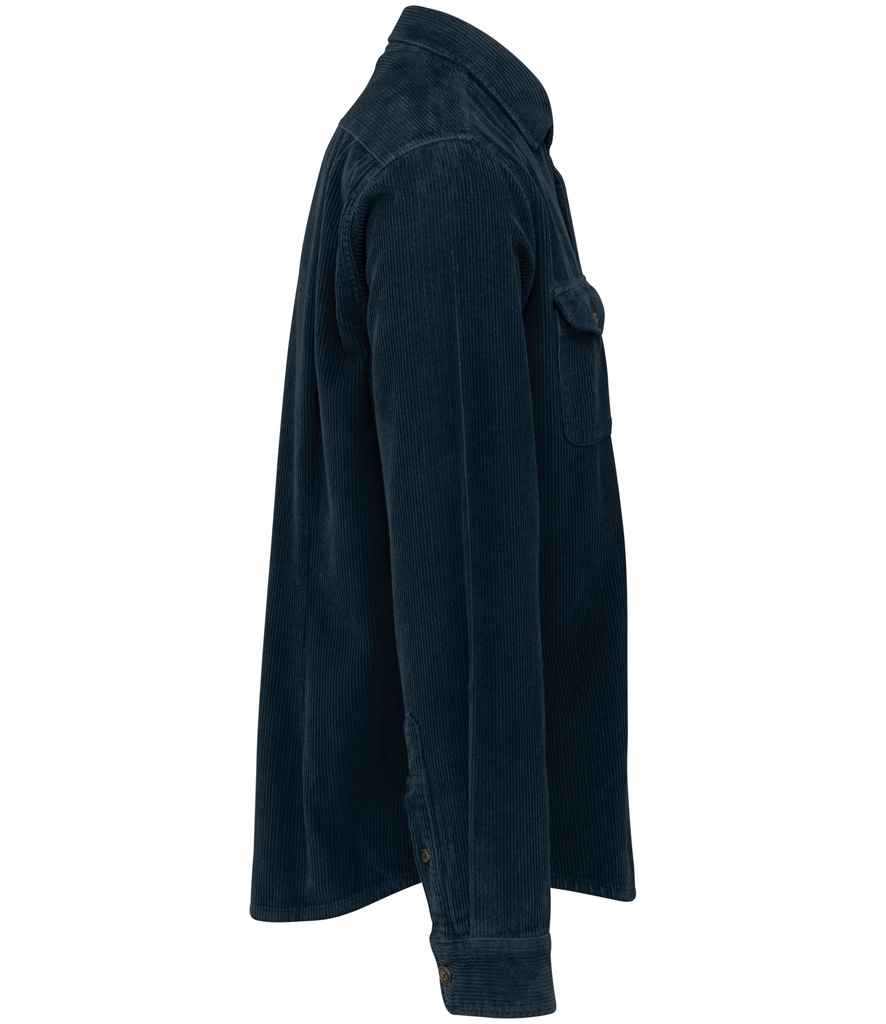 Spasso Faded Corduroy Overshirt in Washed Navy, side view