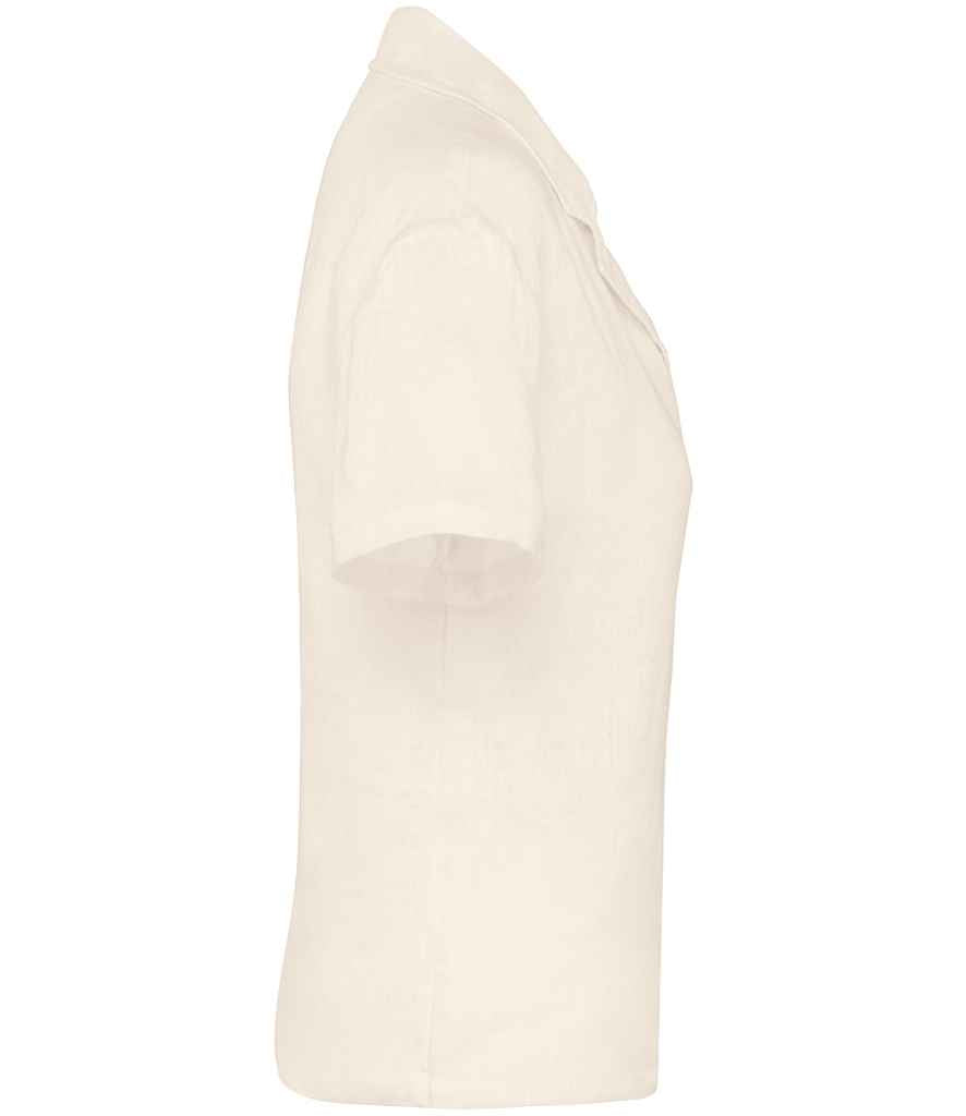 Spasso Ladies Short Sleeve Linen Bowling Collar Shirt in Ivory, side view