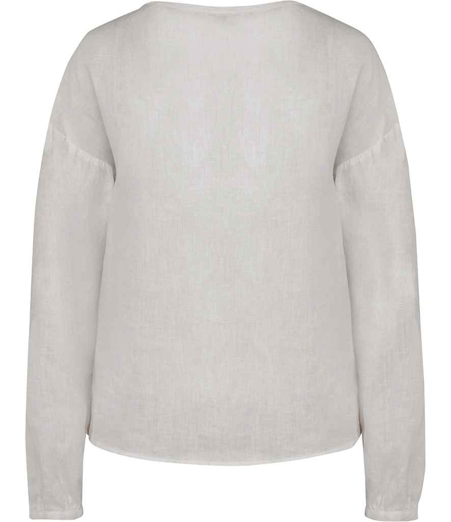 Spasso Ladies Linen Blouse in White, back view