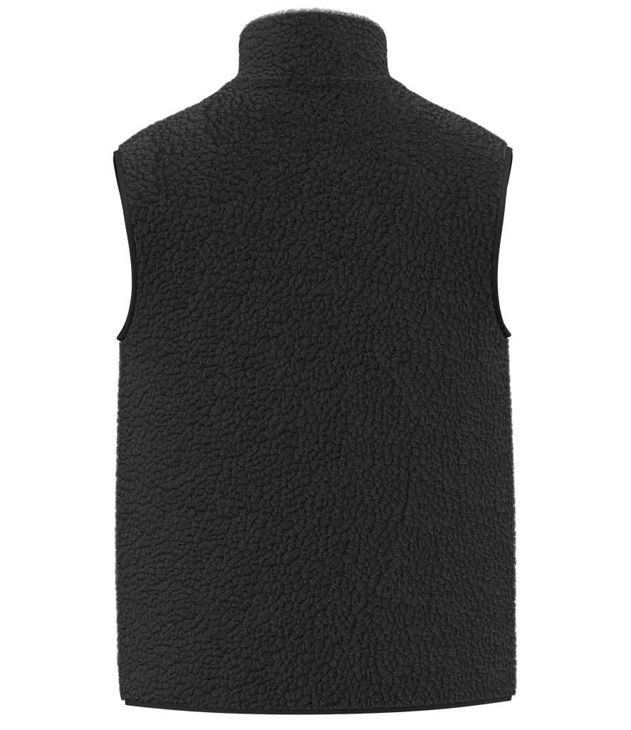 Spasso Unisex Sherpa Bodywarmer in Black, back view