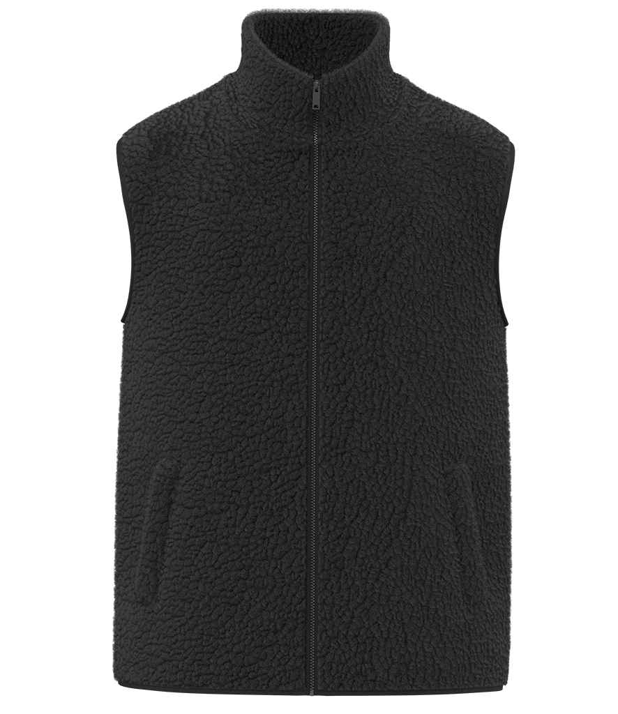 Spasso Unisex Sherpa Bodywarmer in Black, front view