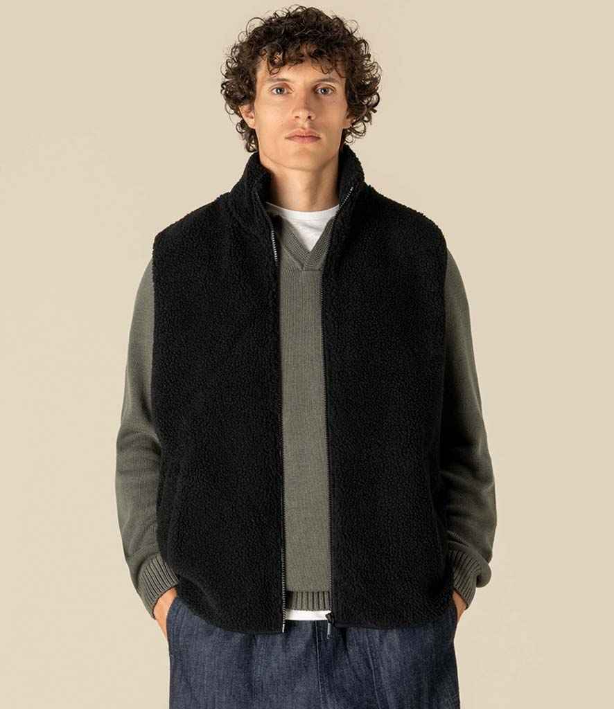 Spasso Unisex Sherpa Bodywarmer in Black