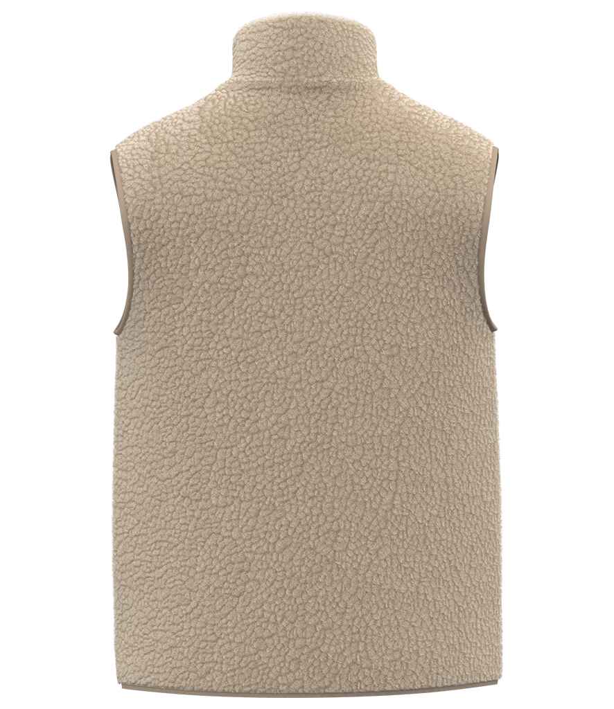 Spasso Unisex Sherpa Bodywarmer in Wet Sand, back view