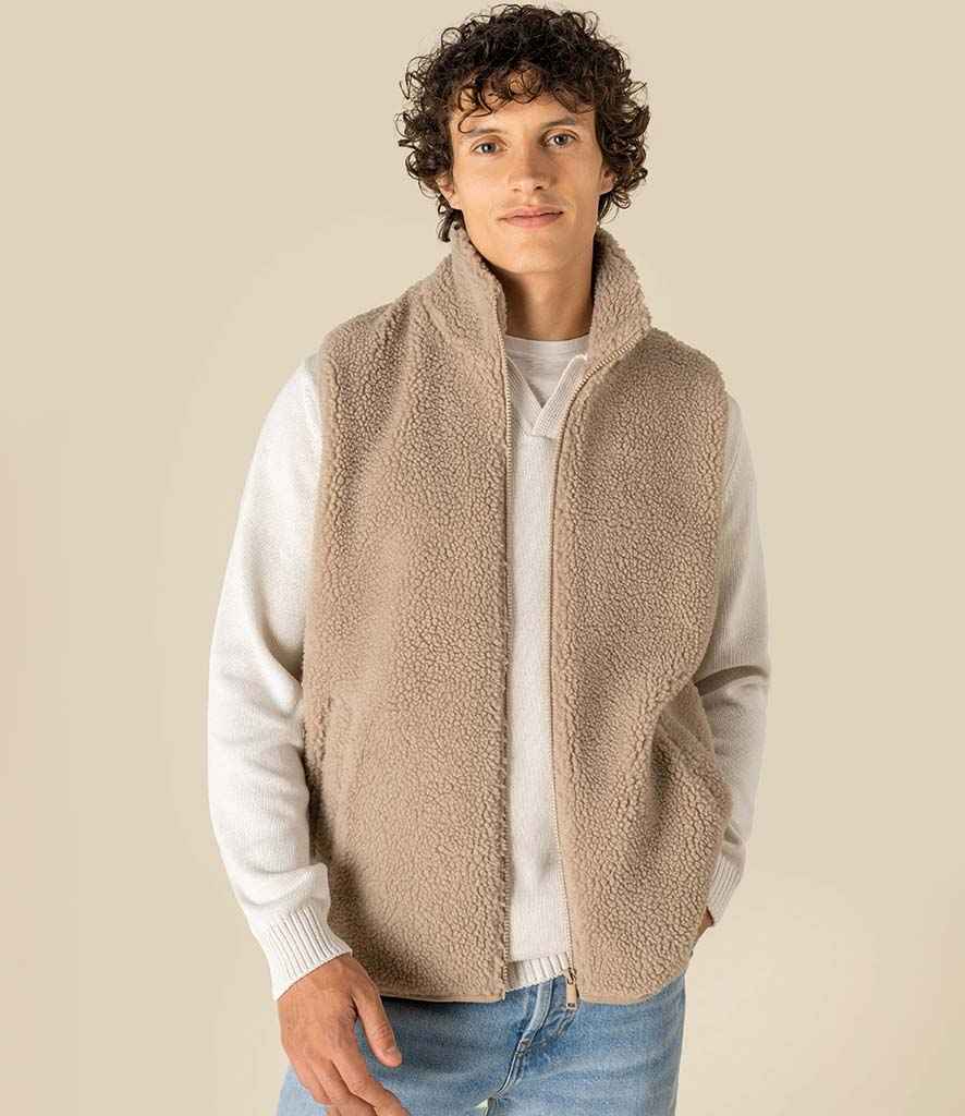 Spasso Unisex Sherpa Bodywarmer in Wet Sand