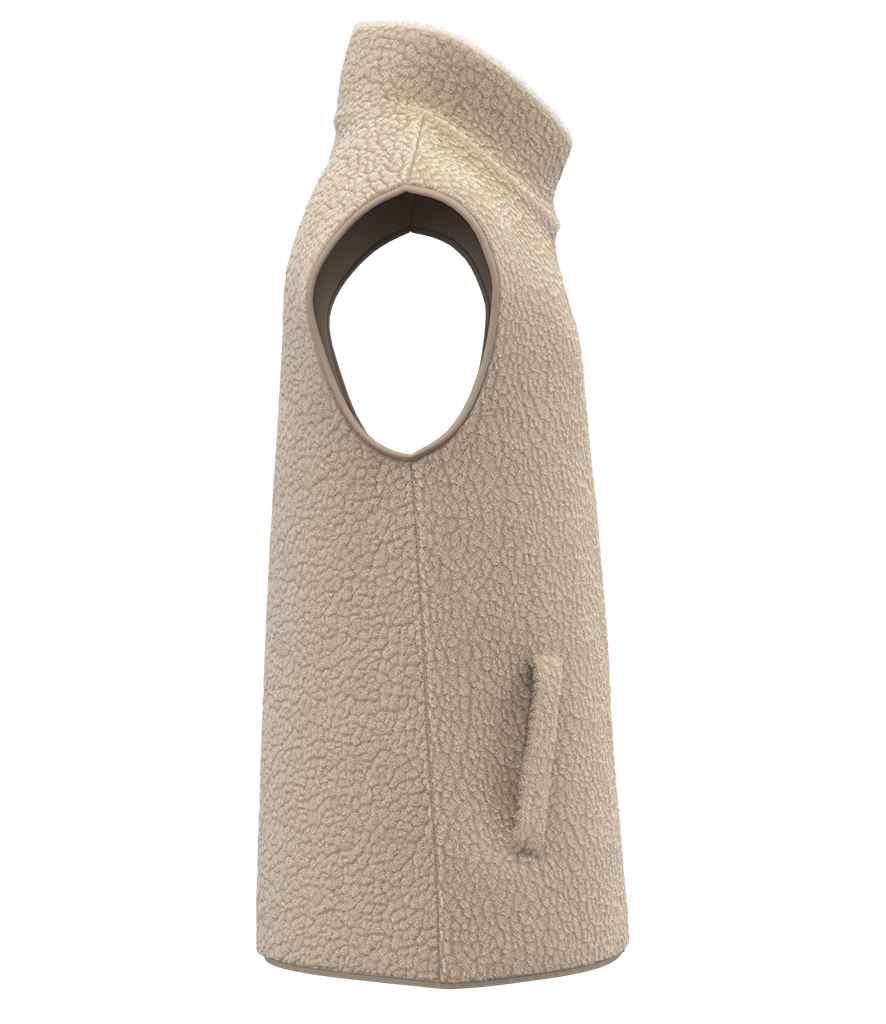 Spasso Unisex Sherpa Bodywarmer in Wet Sand, side view