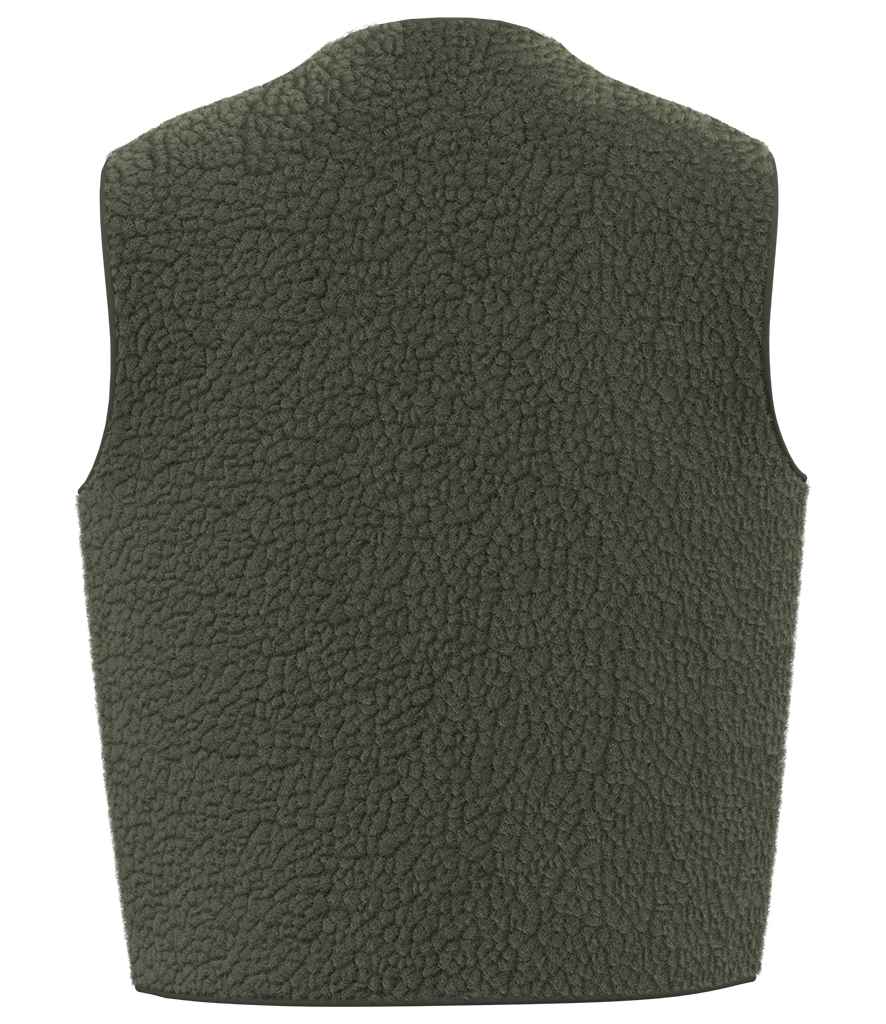 Spasso Ladies Sherpa Bodywarmer in Forest Khaki, back view
