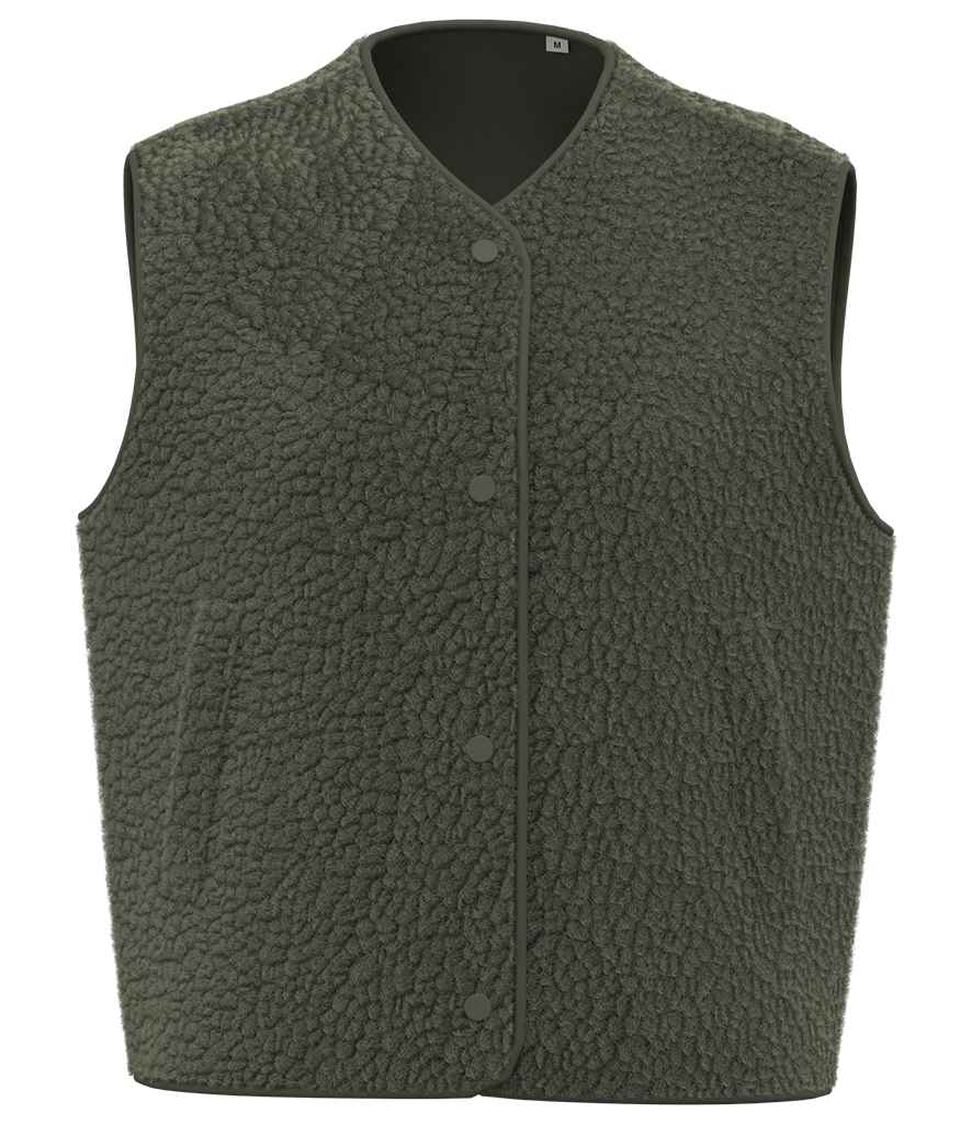 Spasso Ladies Sherpa Bodywarmer in Forest Khaki, front view