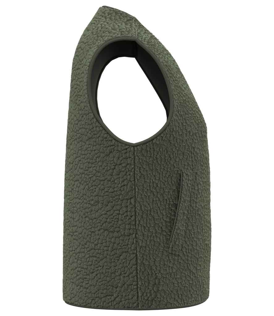 Spasso Ladies Sherpa Bodywarmer in Forest Khaki, side view