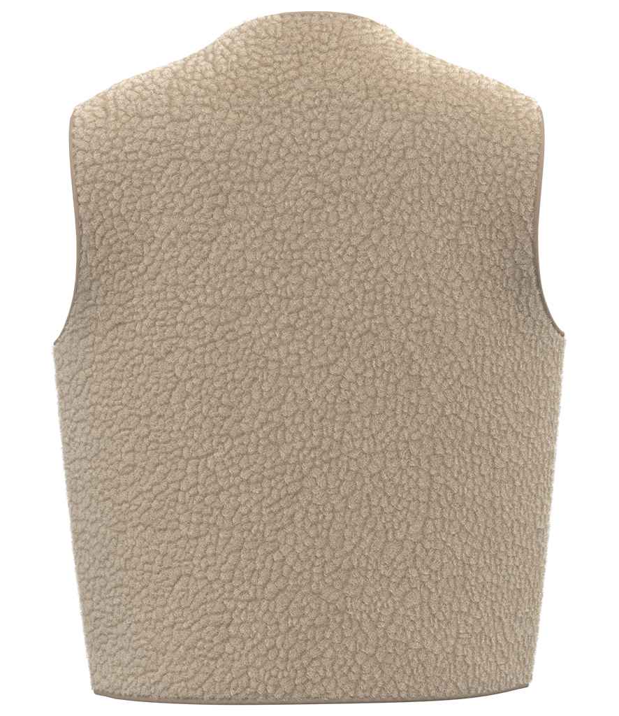 Spasso Ladies Sherpa Bodywarmer in Wet Sand, back view