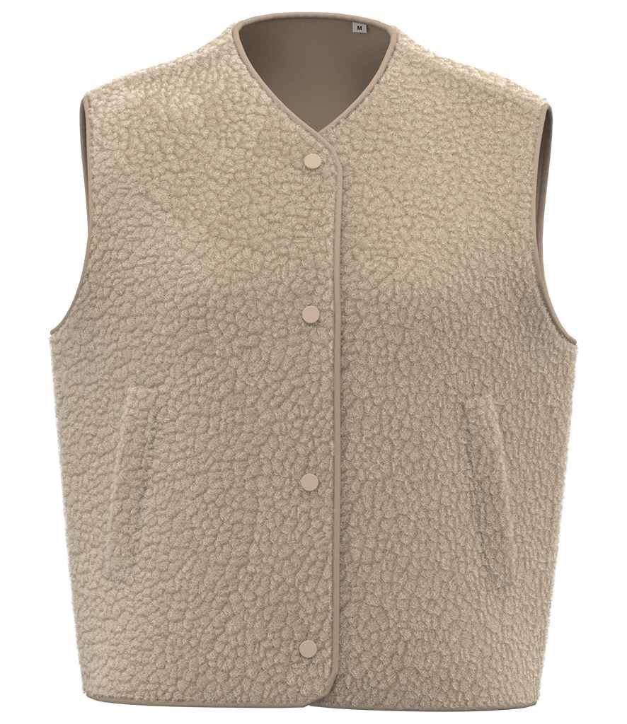 Spasso Ladies Sherpa Bodywarmer in Wet Sand, front view