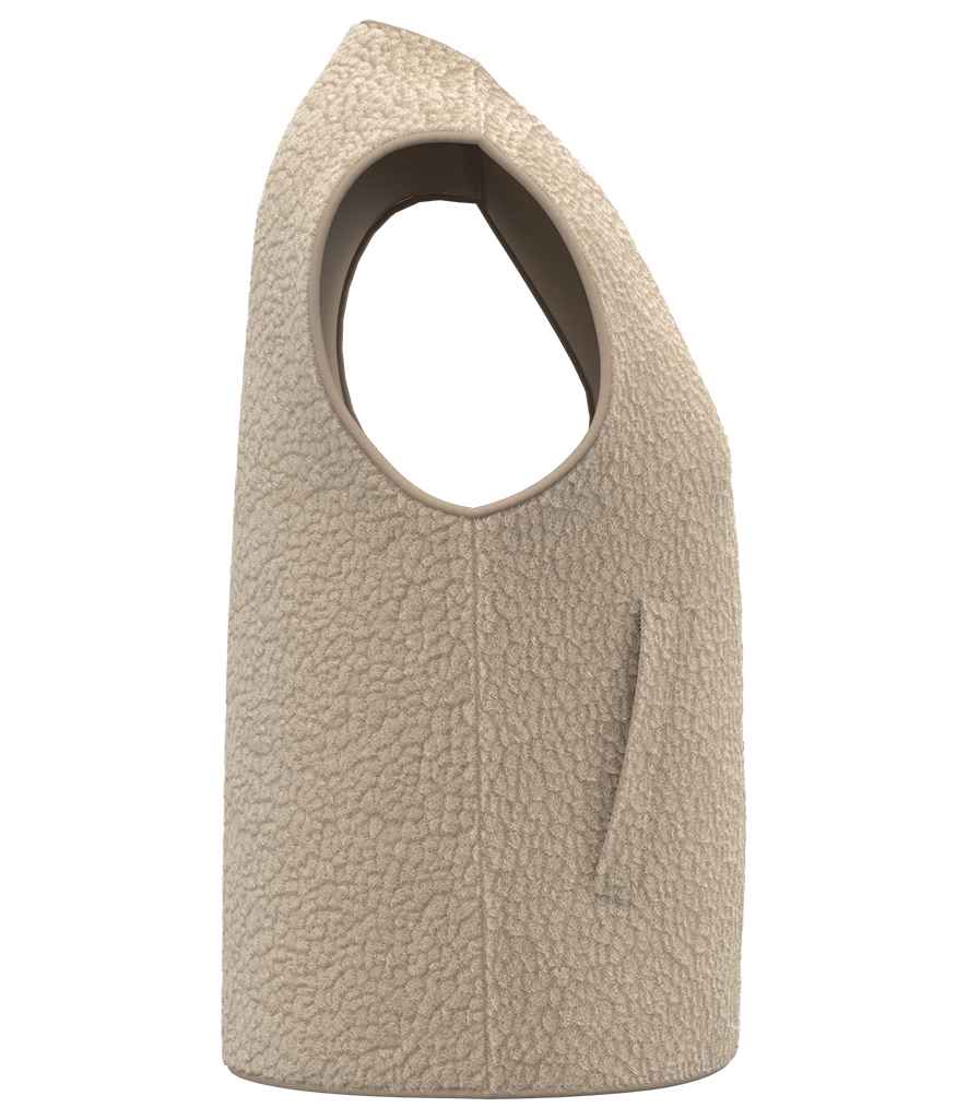 Spasso Ladies Sherpa Bodywarmer in Wet Sand, side view