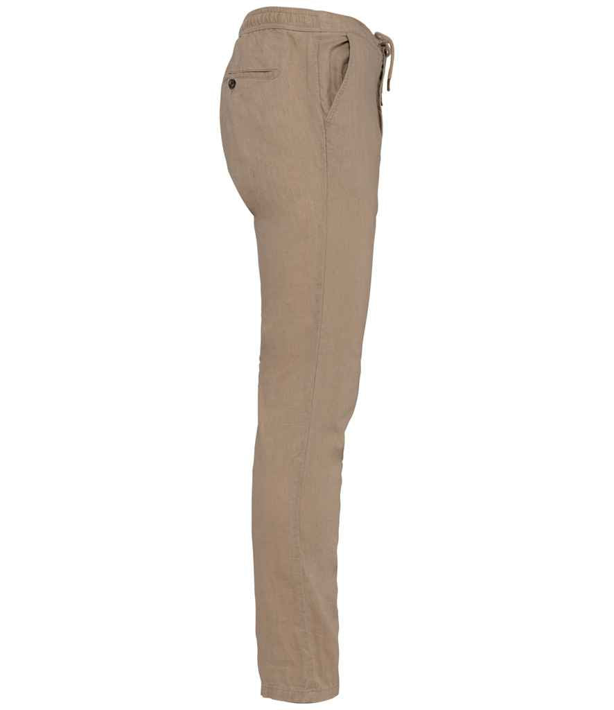 Spasso Relaxed Chino Trousers in Wet Sand, side view