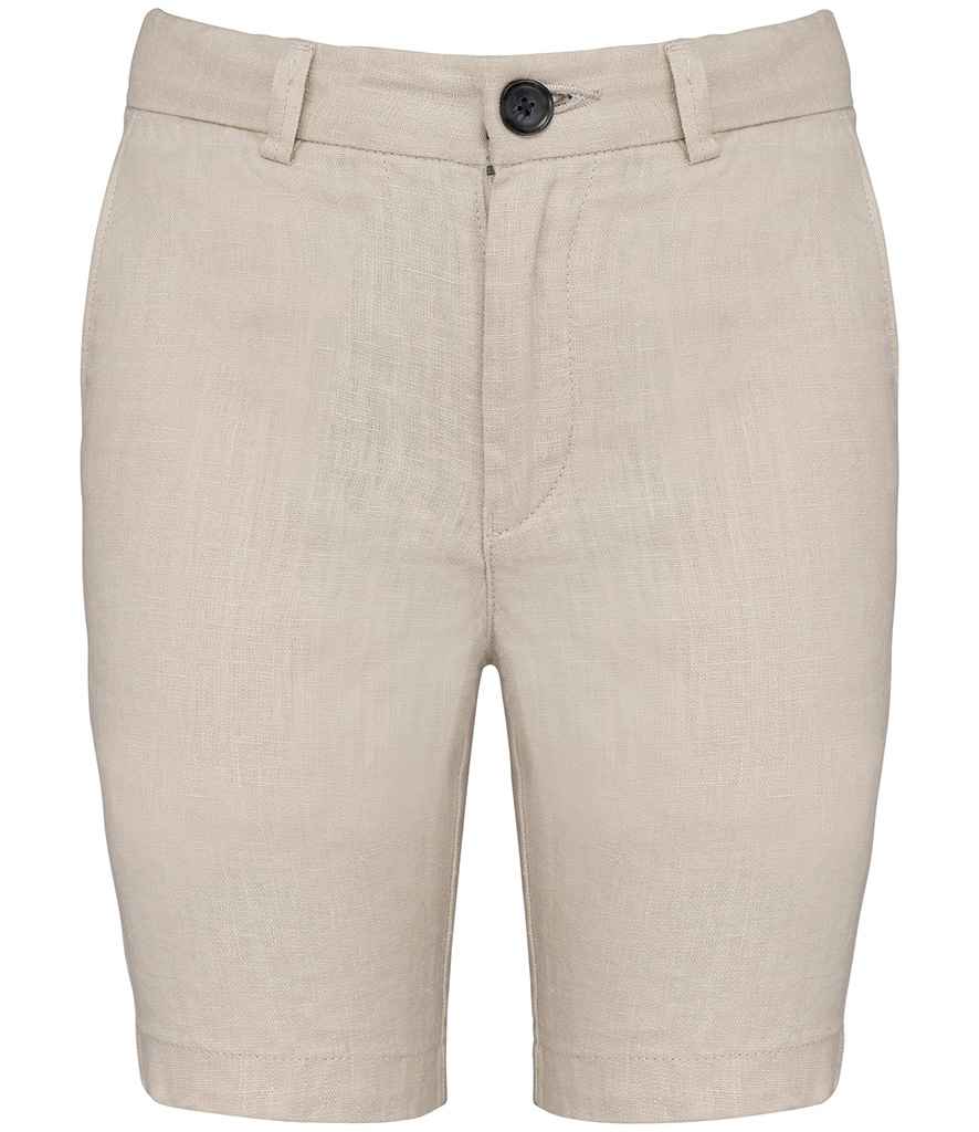 Spasso Kids Linen Bermuda Shorts in Linen Sand, front view