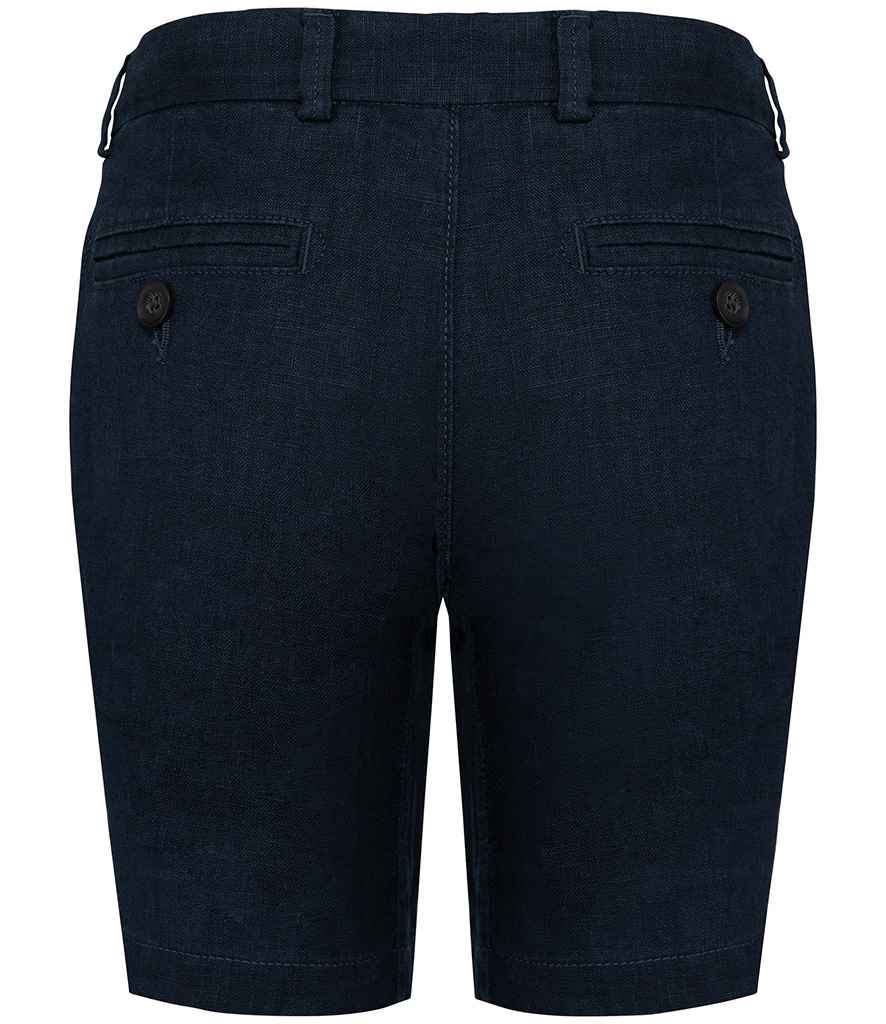 Spasso Kids Linen Bermuda Shorts in Navy, back view