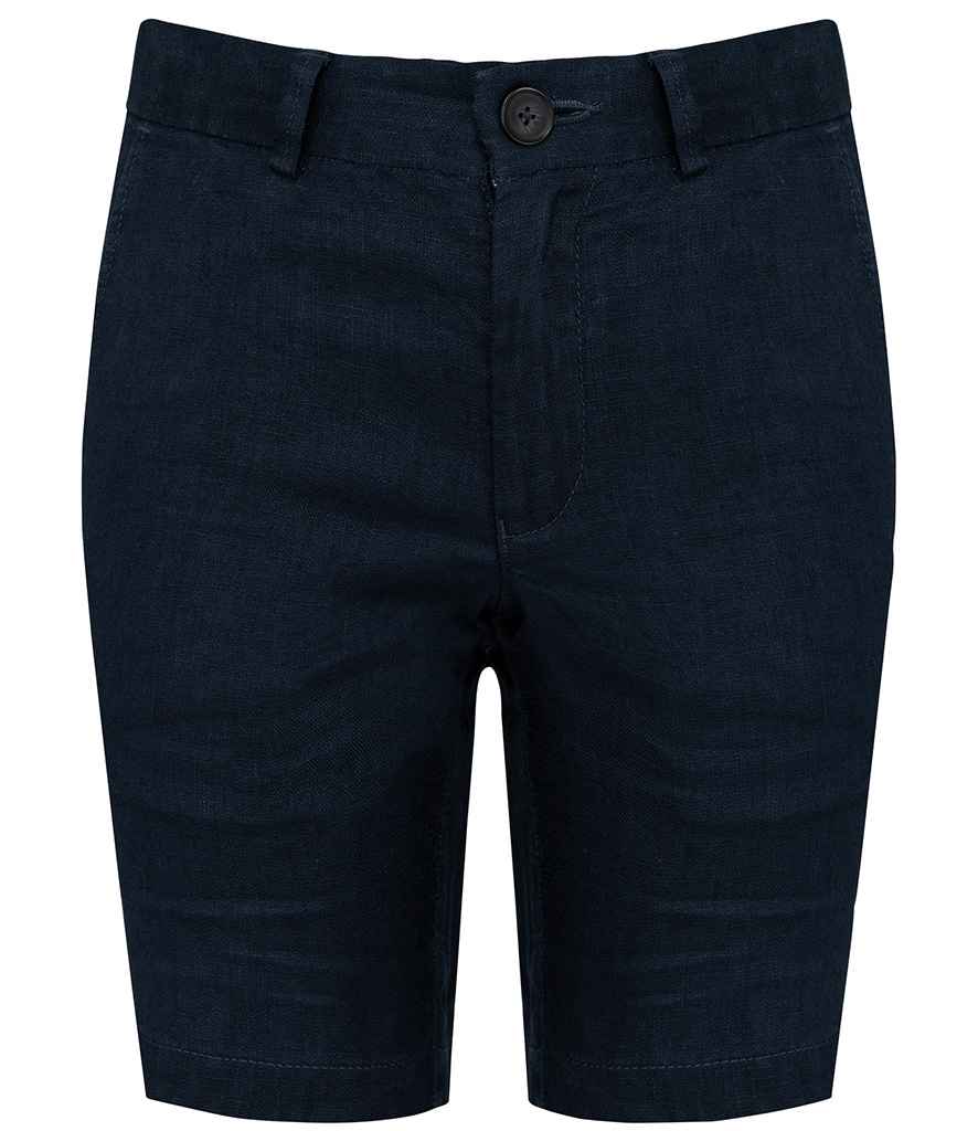 Spasso Kids Linen Bermuda Shorts in Navy, front view