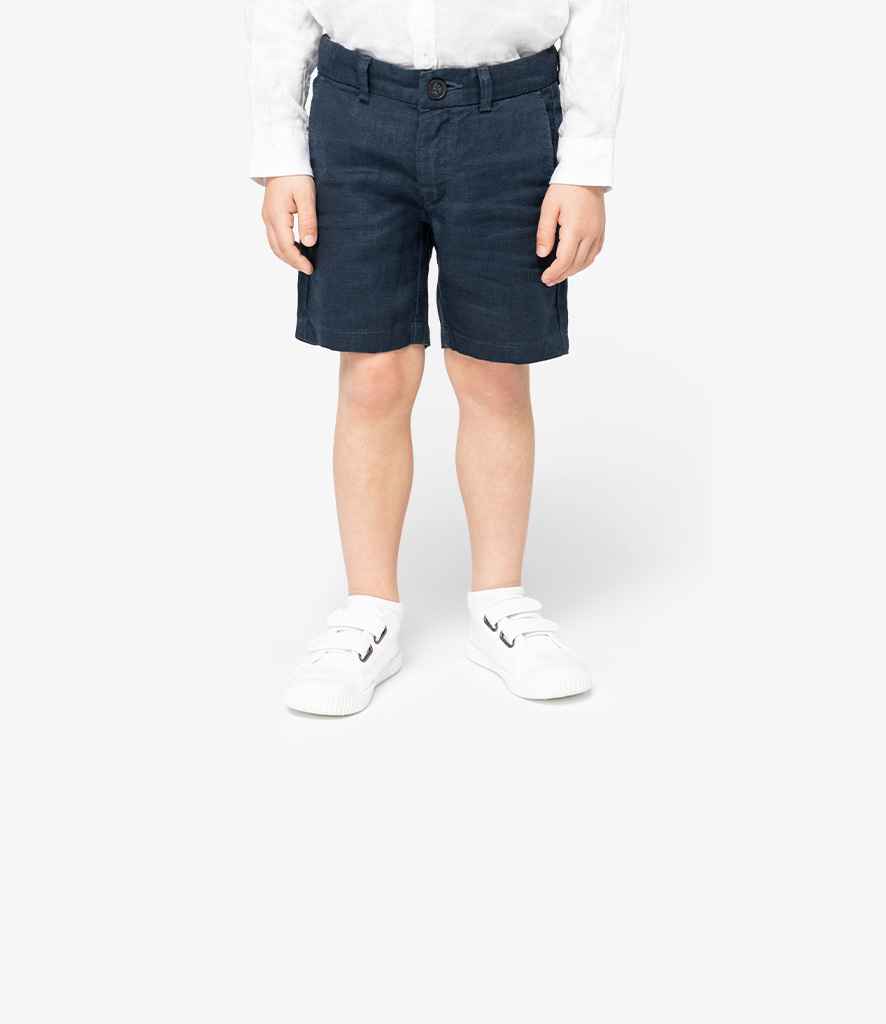 Spasso Kids Linen Bermuda Shorts in Navy