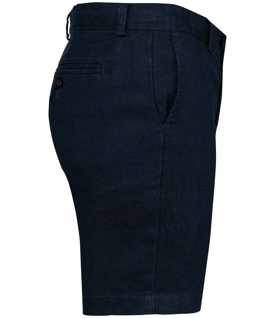 Spasso Kids Linen Bermuda Shorts in Navy, side view