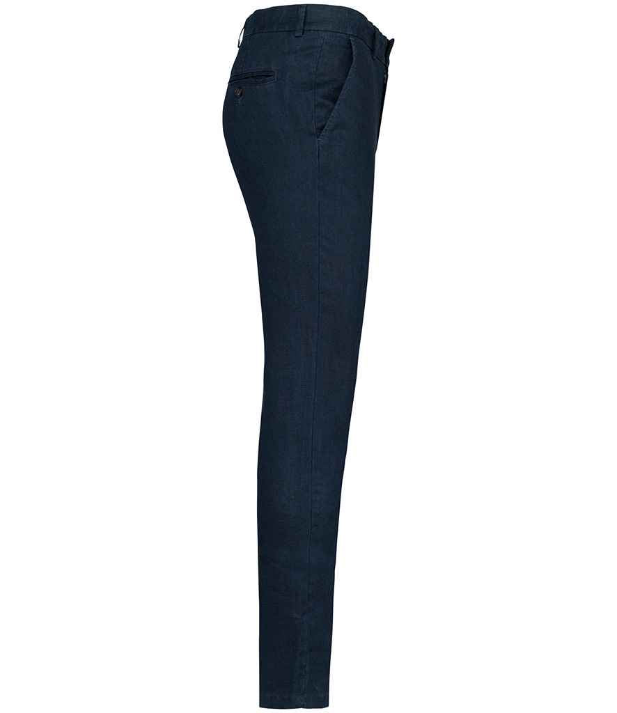Spasso Linen Trousers in Navy, side view