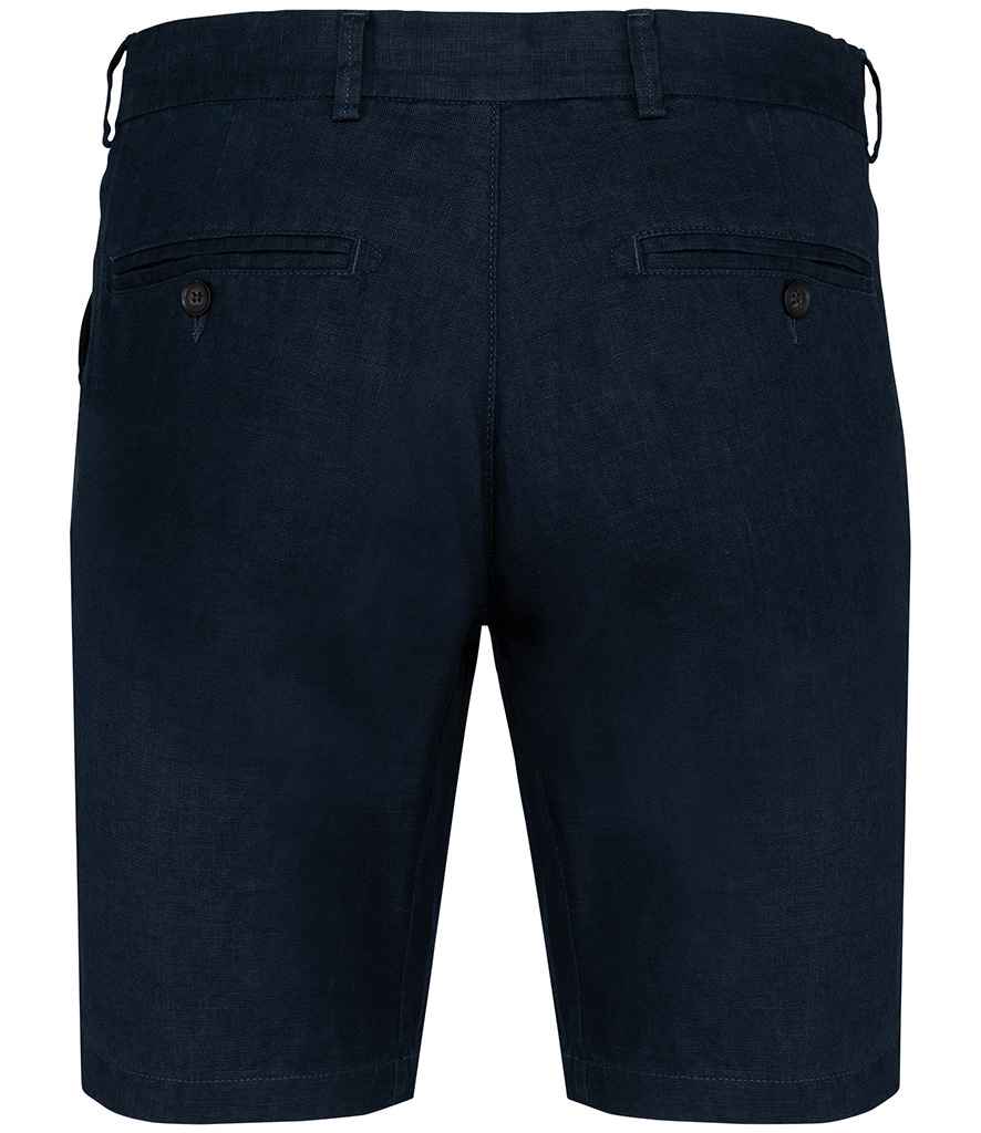 Spasso Linen Bermuda Shorts in Navy, back view