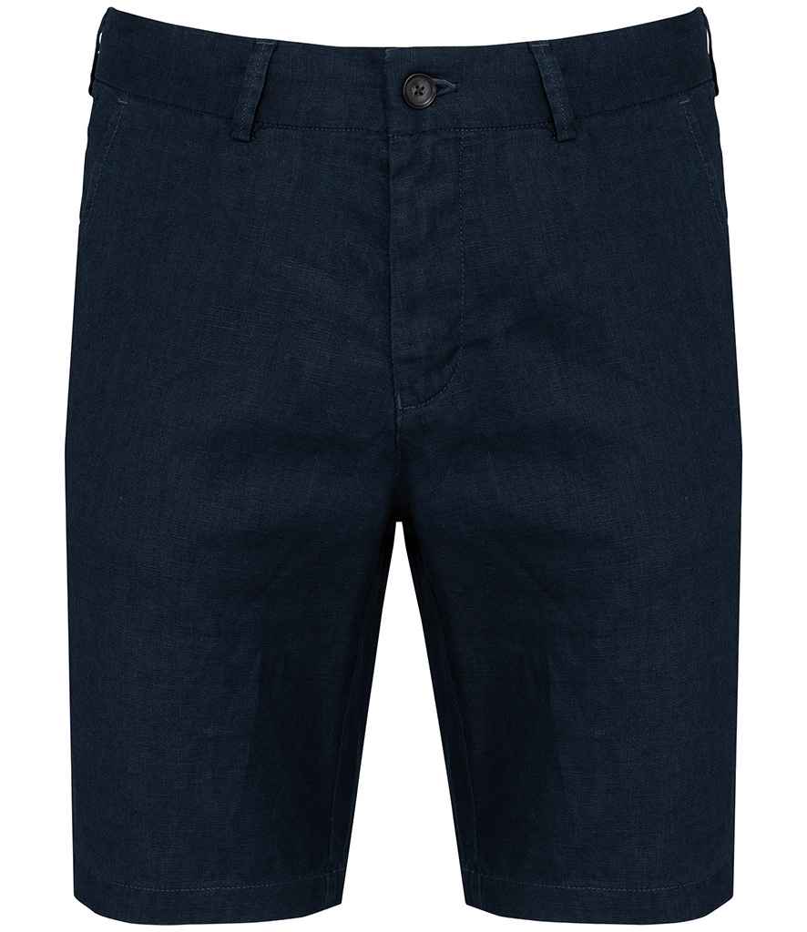 Spasso Linen Bermuda Shorts in Navy, front view