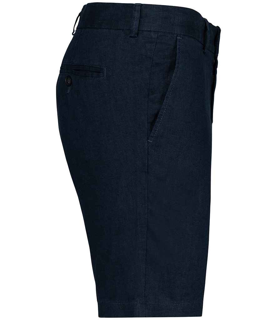 Spasso Linen Bermuda Shorts in Navy, side view