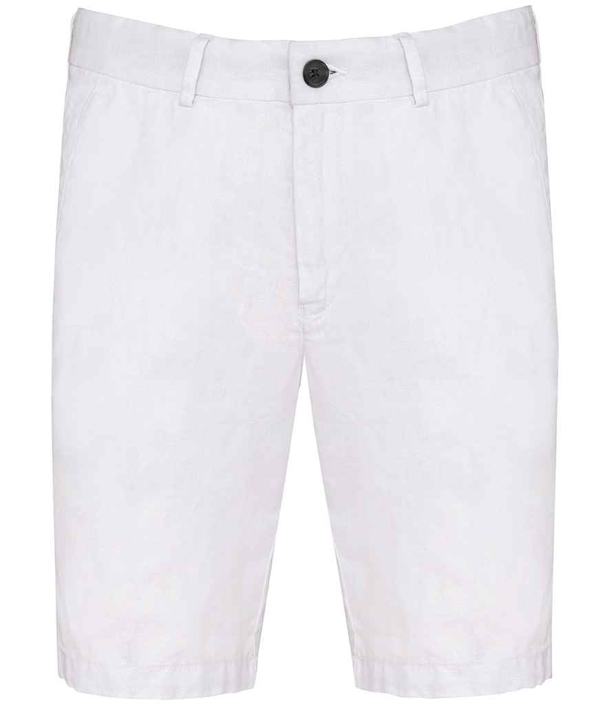 Spasso Linen Bermuda Shorts in White, front view