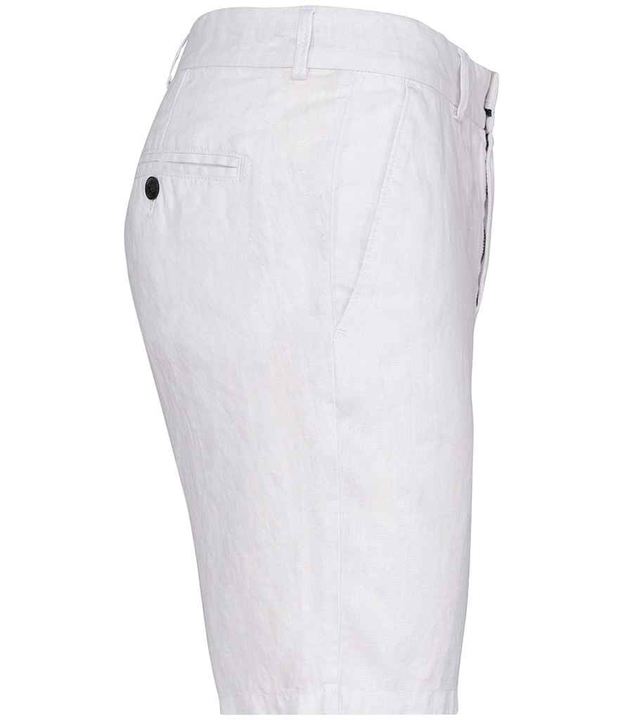 Spasso Linen Bermuda Shorts in White, side view