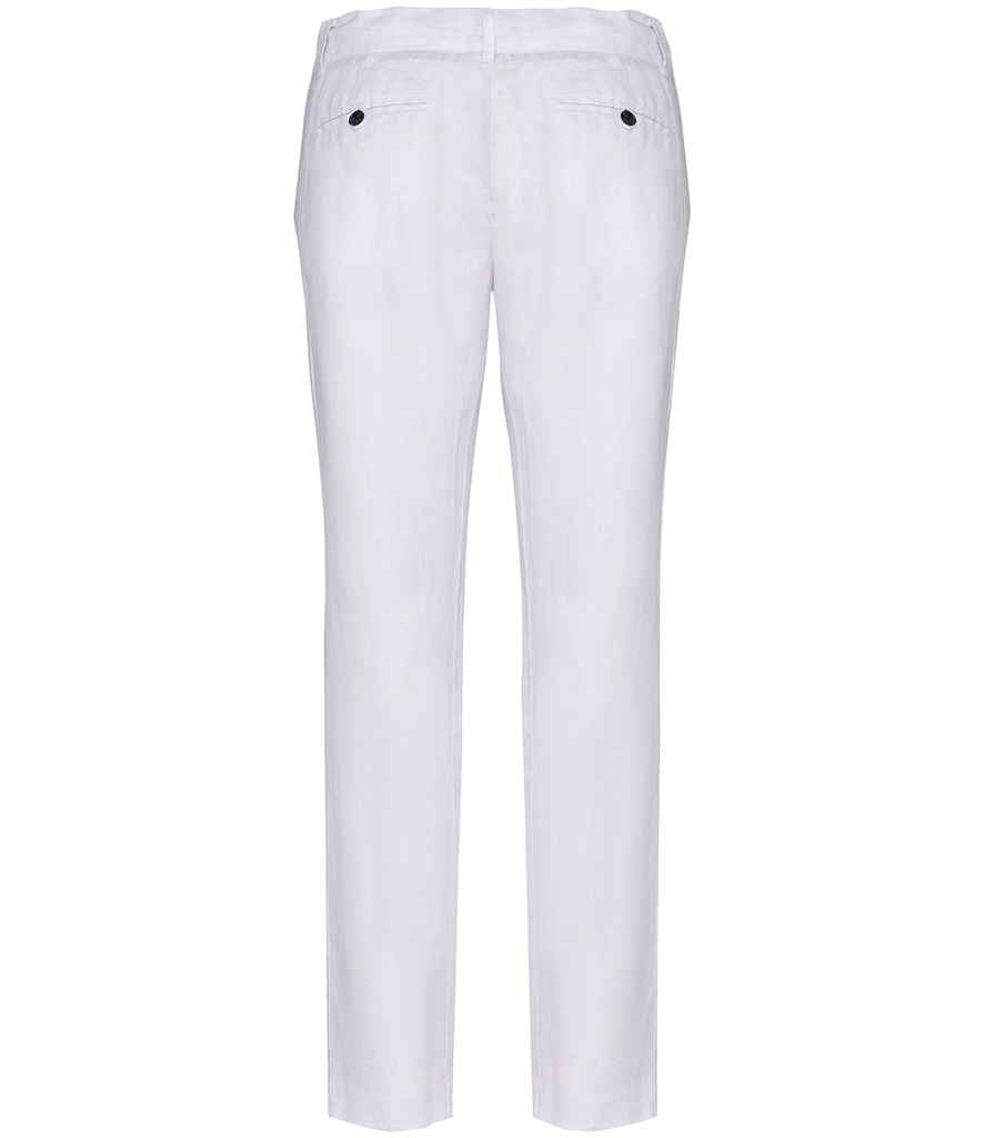Spasso Ladies Linen Trousers in White, back view