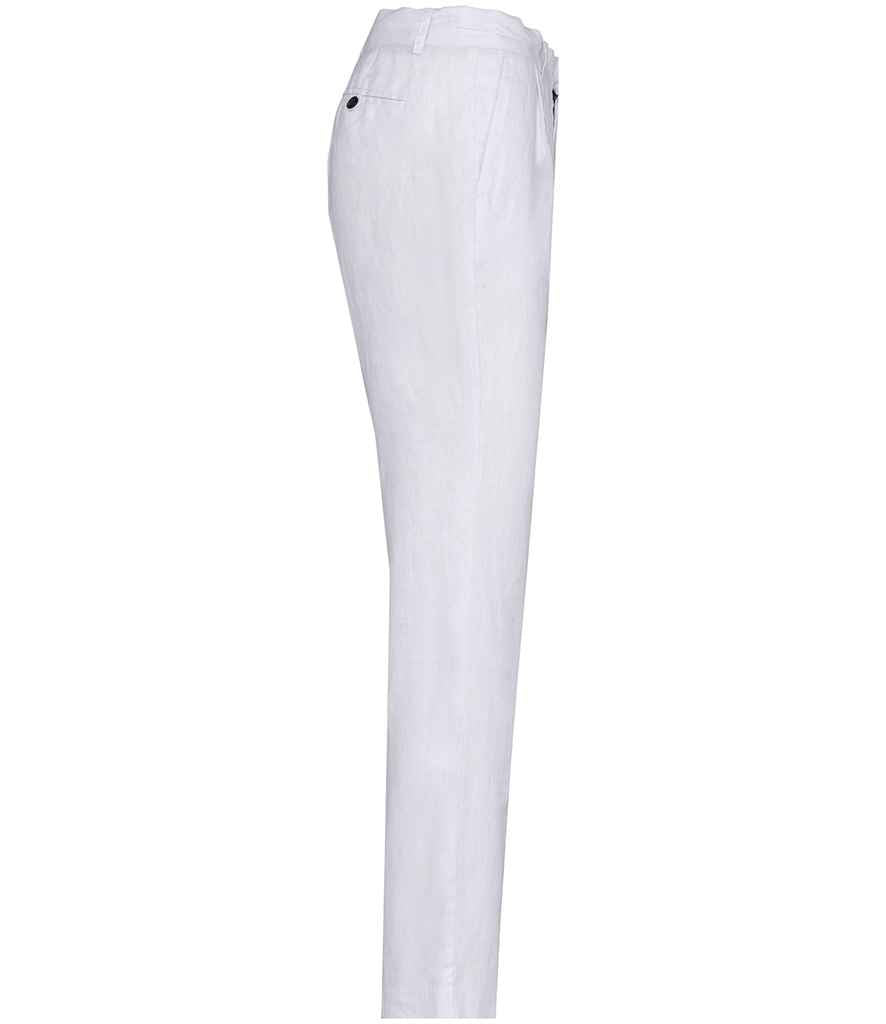 Spasso Ladies Linen Trousers in White, side view