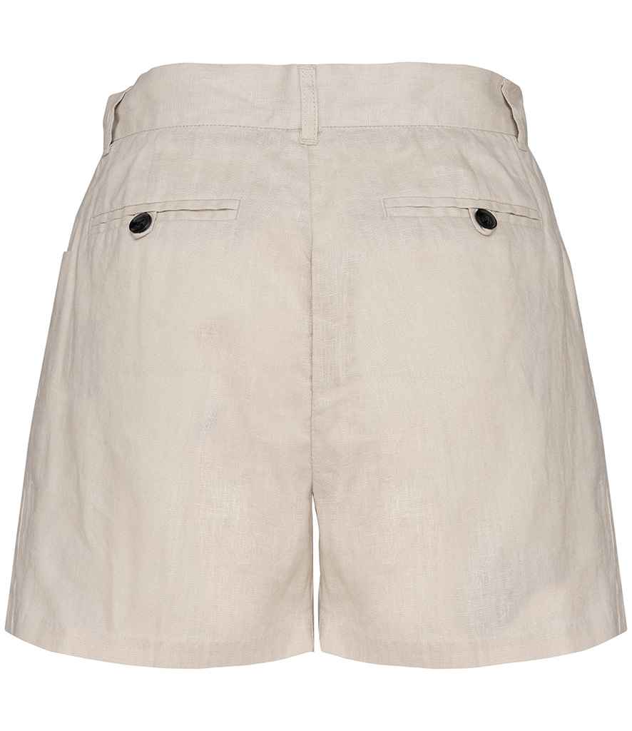 Spasso Ladies Linen Bermuda Shorts in Linen Sand, back view