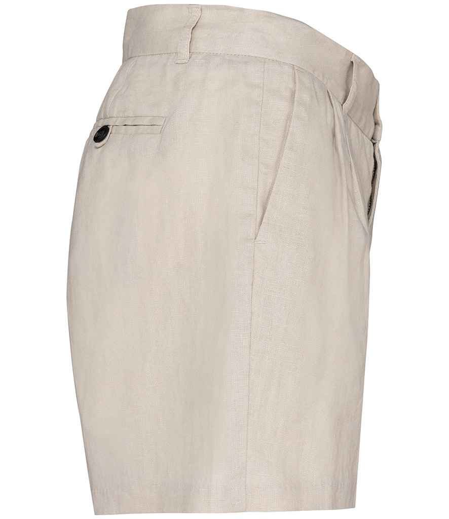 Spasso Ladies Linen Bermuda Shorts in Linen Sand, side view