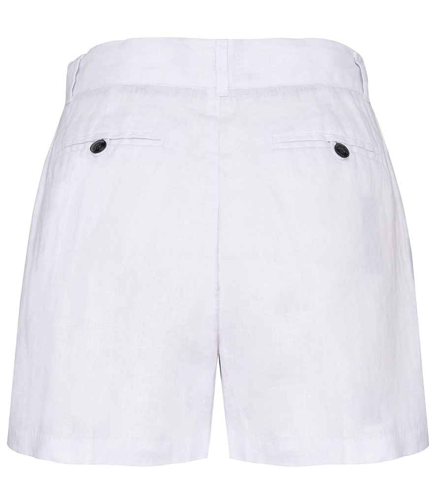 Spasso Ladies Linen Bermuda Shorts in White, back view