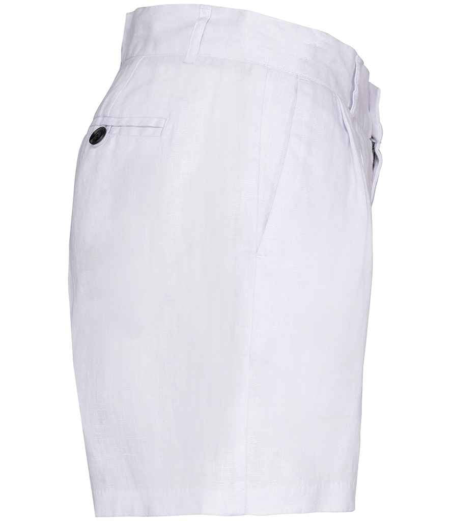 Spasso Ladies Linen Bermuda Shorts in White, side view