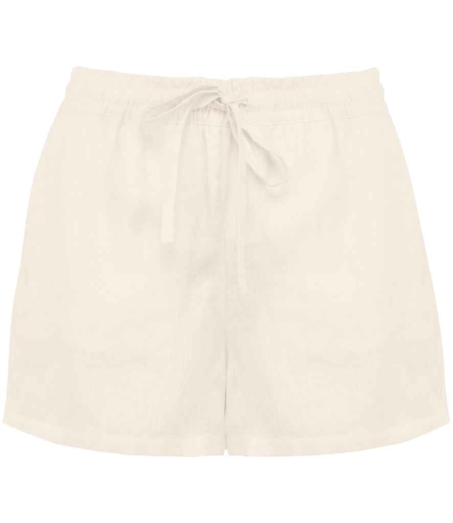 Spasso Ladies Linen Shorts in Ivory, front view