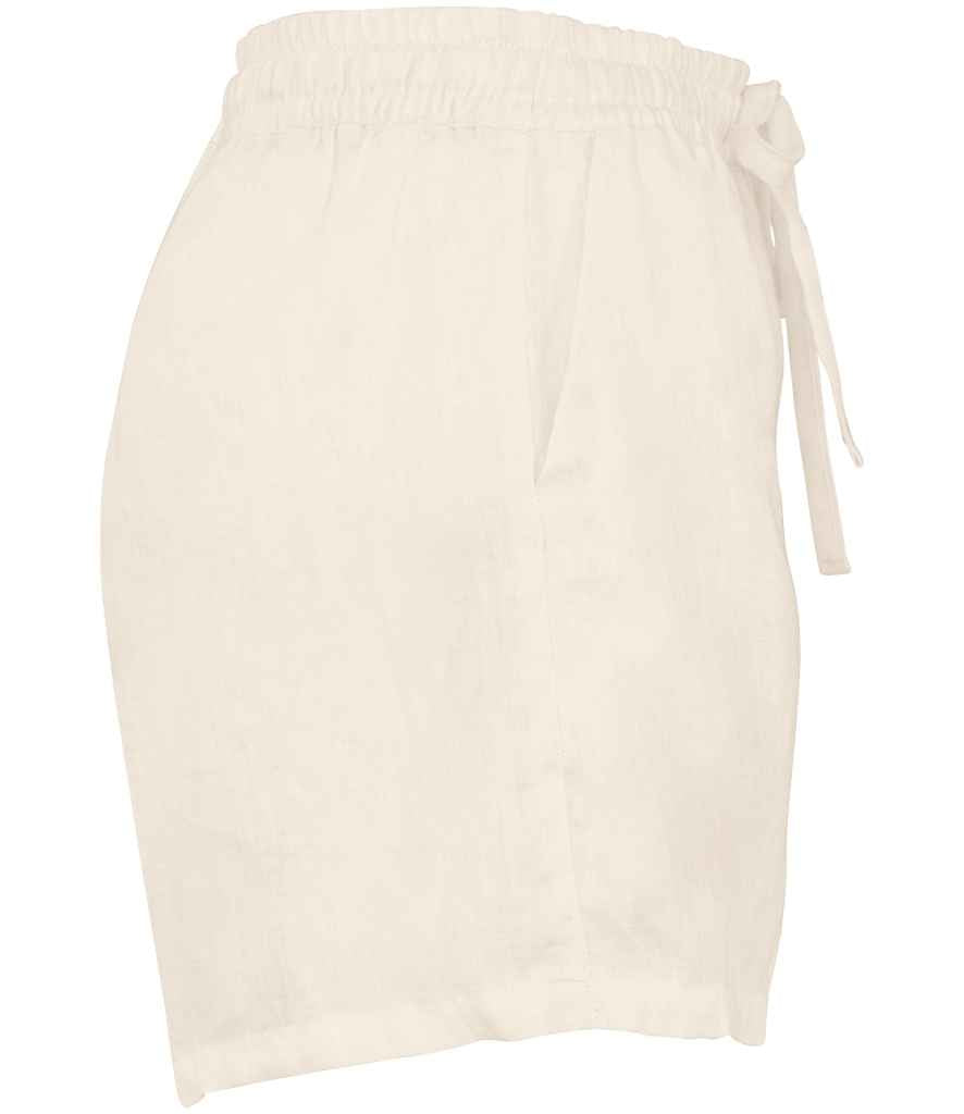 Spasso Ladies Linen Shorts in Ivory, side view