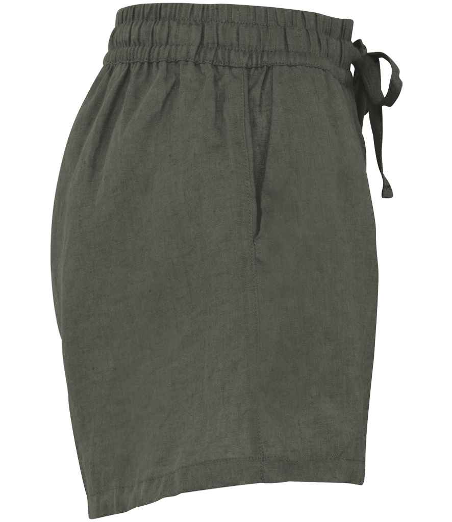 Spasso Ladies Linen Shorts in Organic Khaki, side view