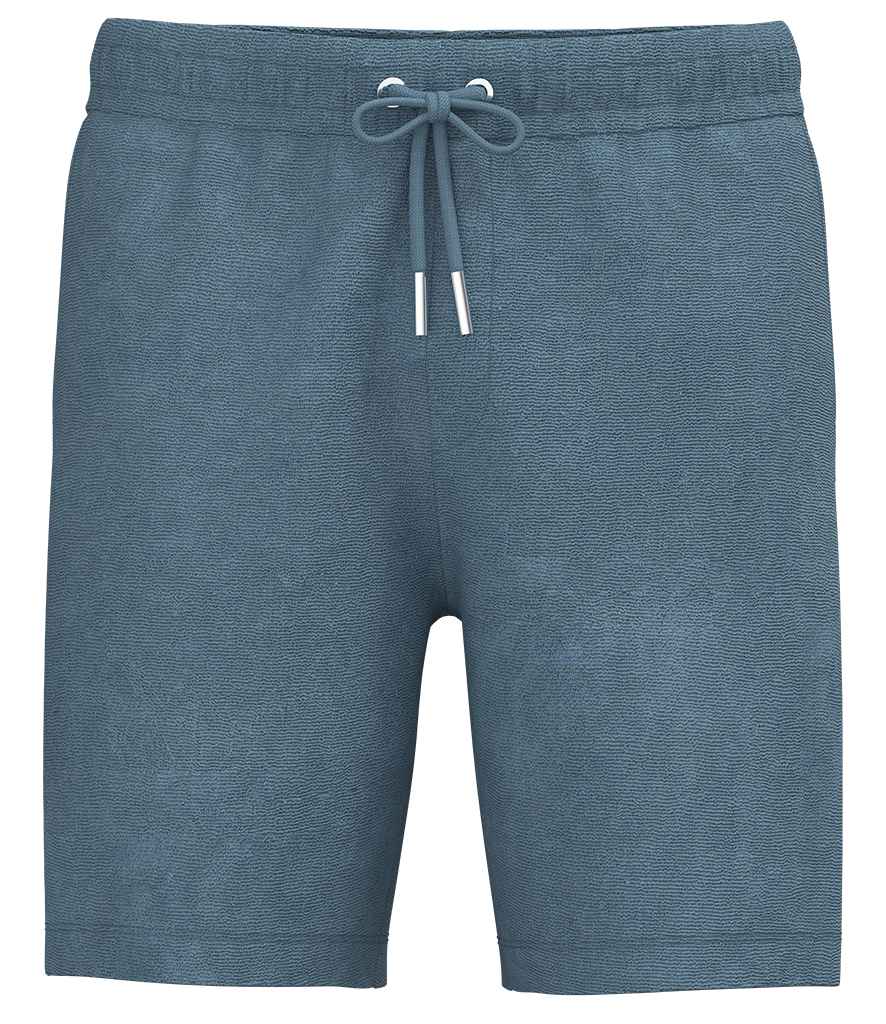Spasso Terry Towel Shorts in Cool Blue, front view