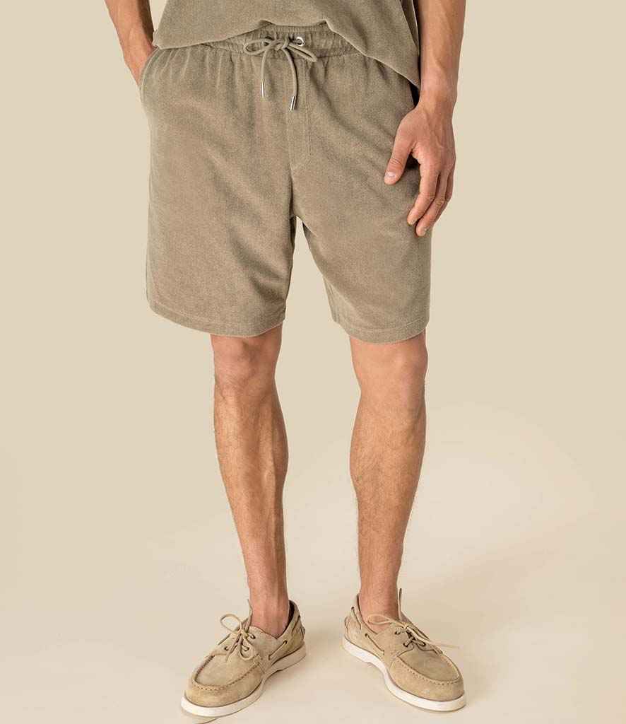 Spasso Terry Towel Shorts in Light Olive Green