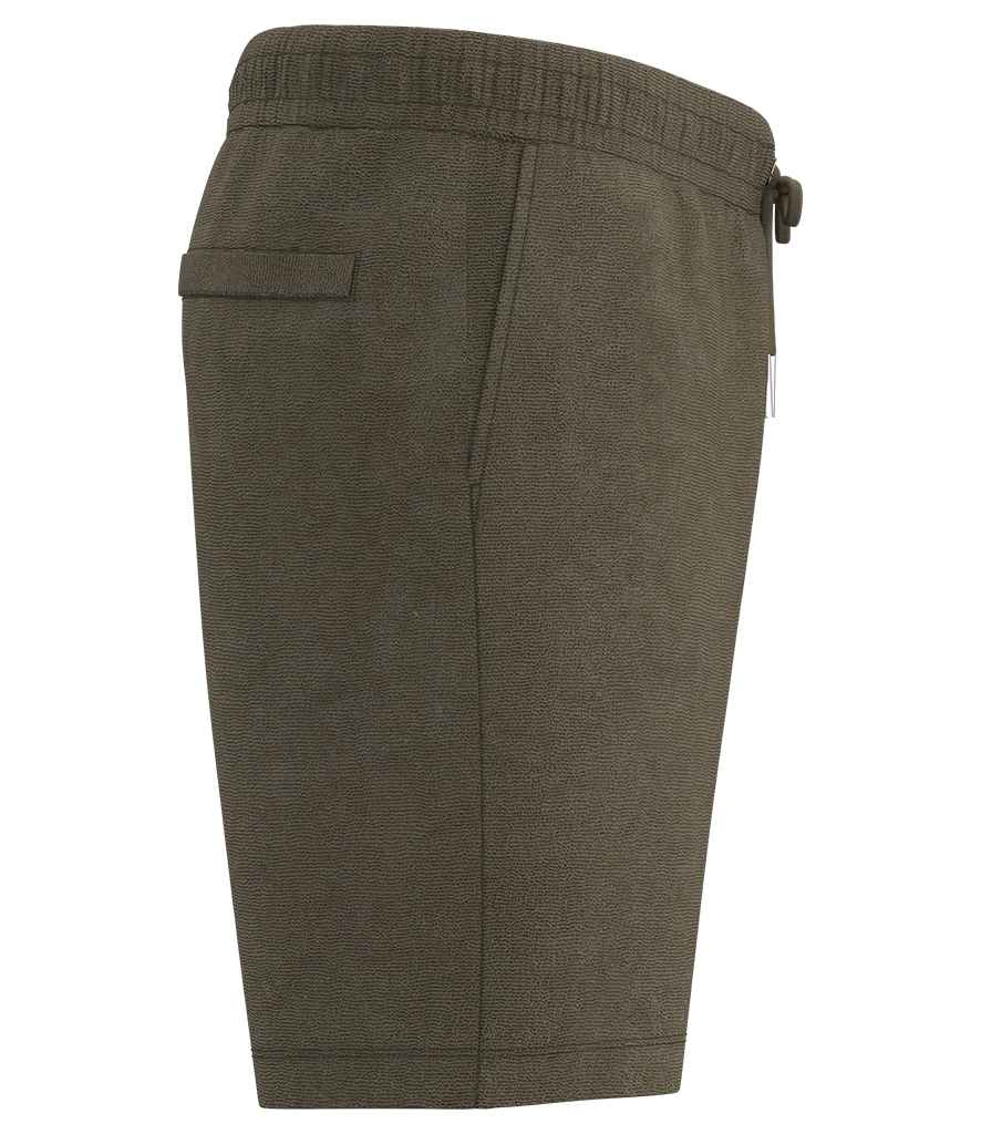 Spasso Terry Towel Shorts in Light Olive Green, side view