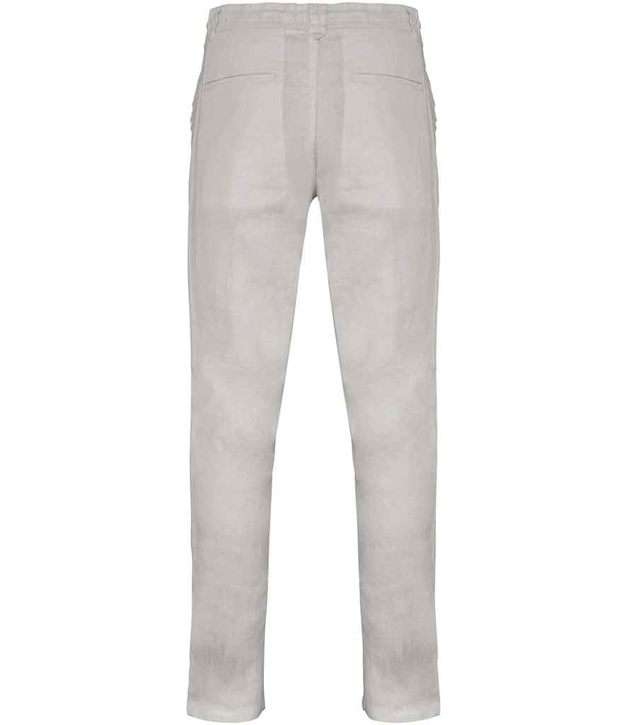 Spasso Faded Linen Trousers in Washed White, back view