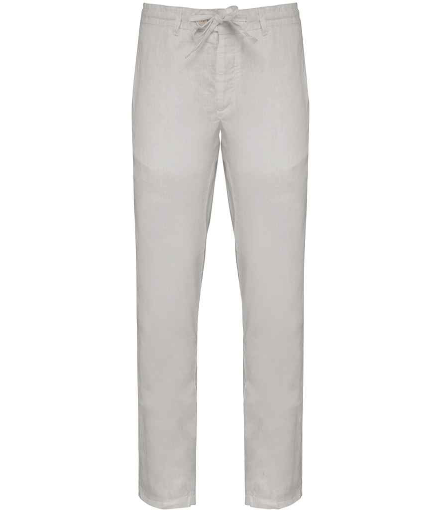 Spasso Faded Linen Trousers in Washed White, front view