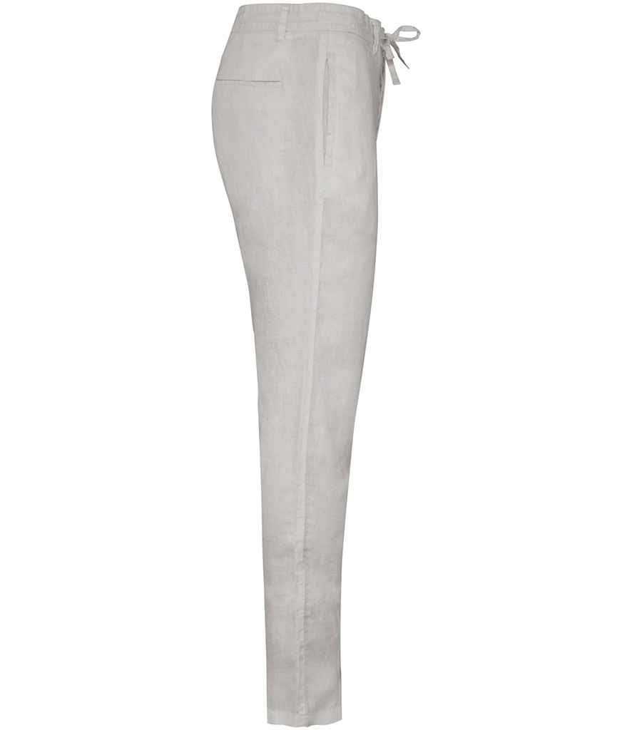 Spasso Faded Linen Trousers in Washed White, side view