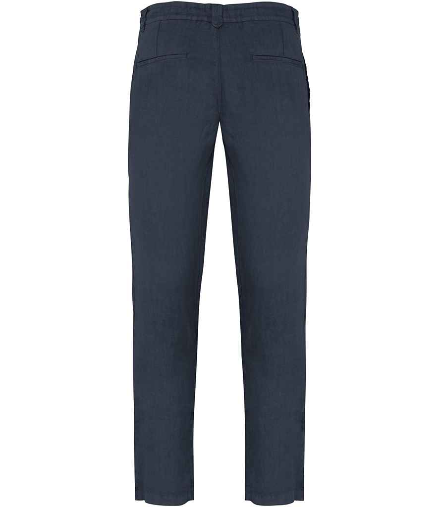 Spasso Faded Linen Trousers in Washed Navy, back view